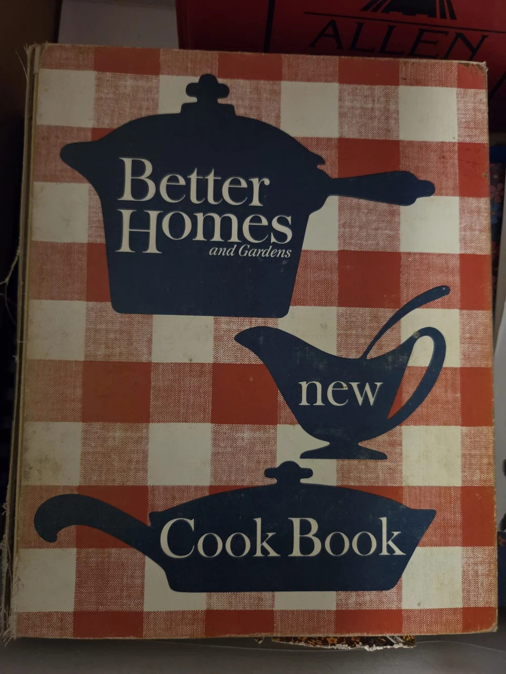 Better Homes And Gardens Red and White Gingham Cookbook with Navy Graphics